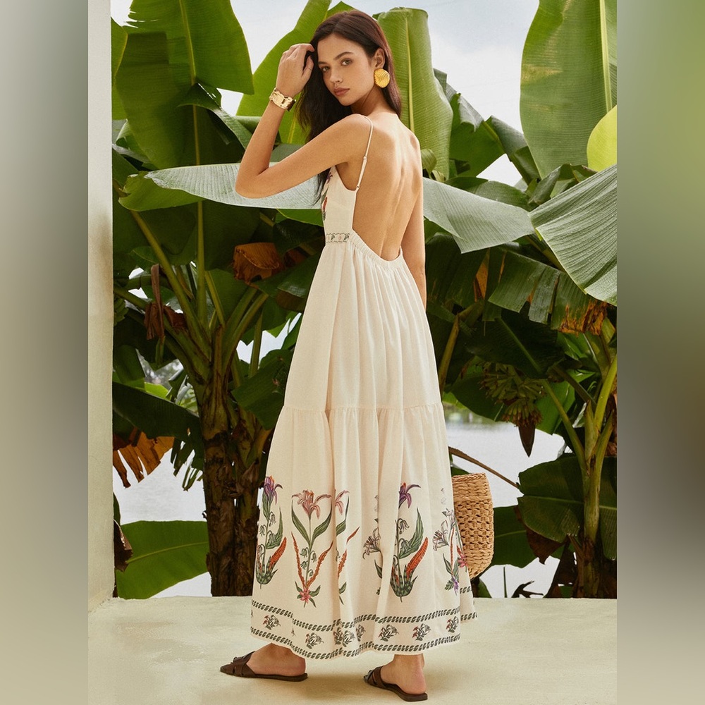 Commense‎ Backless Pleated Floral Dress size M